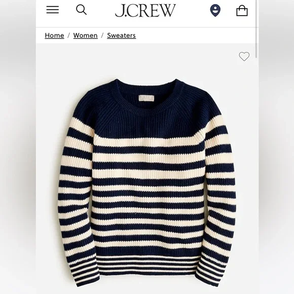 J CREW Navy/Cream stripe 100% cashmere crewneck sweater size SMALL - Picture 2 of 9